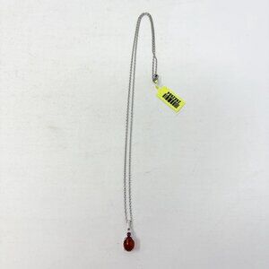 Shop LC Sterling Silver Orange Baltic Amber/Niassa Ruby Pendant with Chain 5468